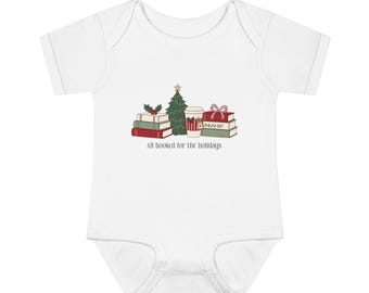 Christmas Books Baby Bodysuit, Bookish First Christmas Outfit, Little Reader Holiday Baby One Piece, Book Lover Baby Gift