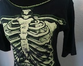 Skeleton boat neck top - Available in XS or Small ; horror, halloween