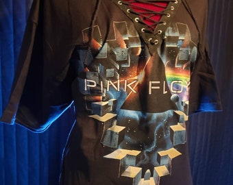 Pink Floyd - V neck laced band shirt DIY handmade rock and roll