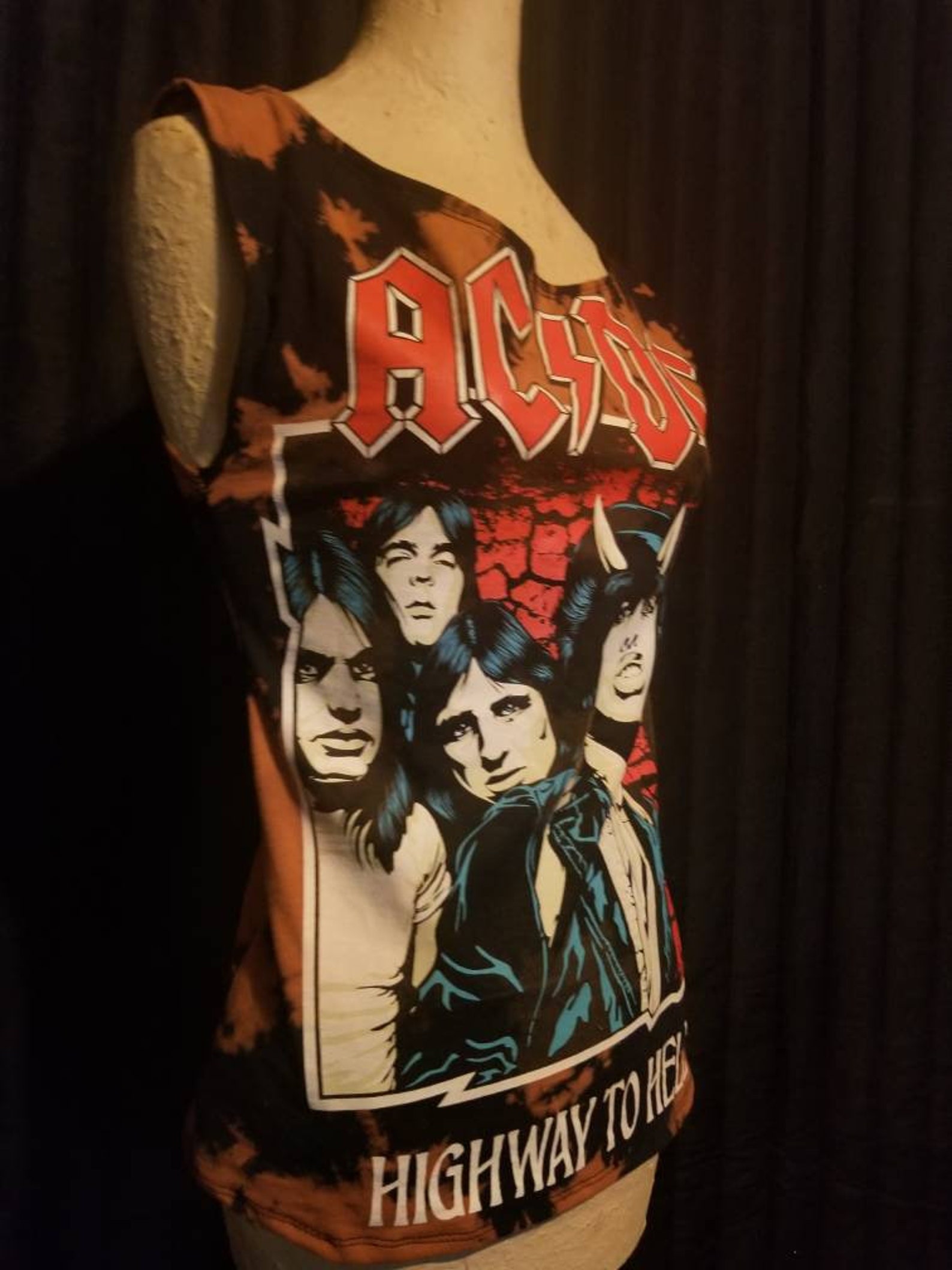 Ladies Heavy Metal Rock and Roll Tank Top Acdc Highway to Hell DIY ...