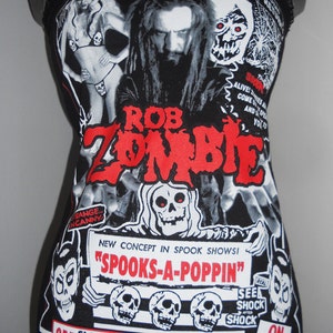 Rob Zombie  ladies band shirt diy upcycled tank top horror white zombie devils rejects tank top great for gothic halloween concerts etc