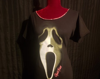 SCREAM GHOSTFACE ladies womens horror shirt boatneck DIY