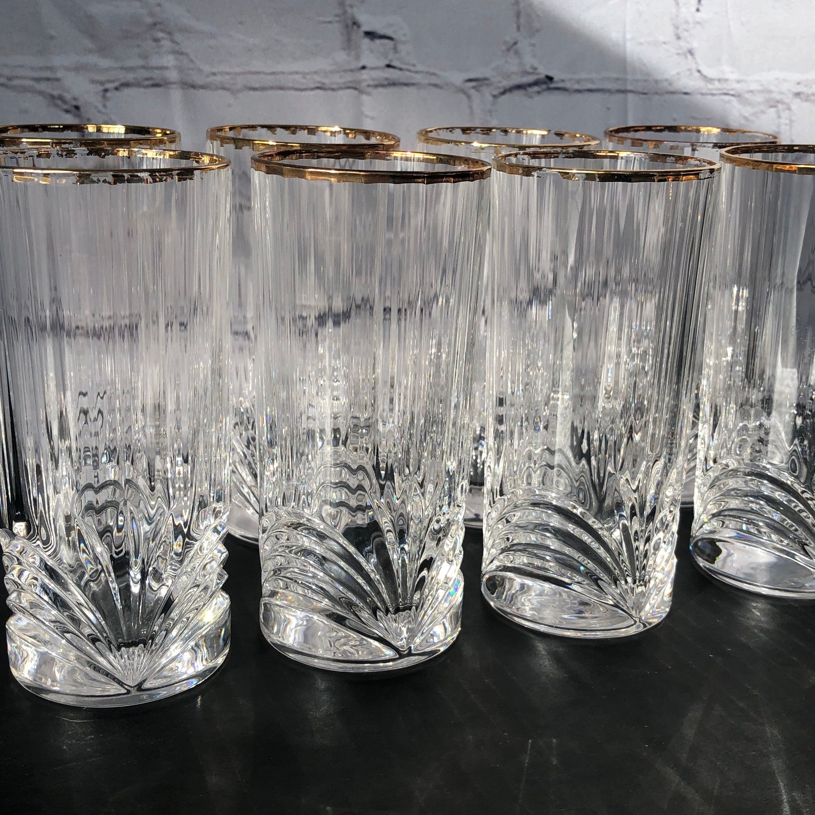 Heavy Crystal Water Glasses Tumblers Set of Eight Etsy