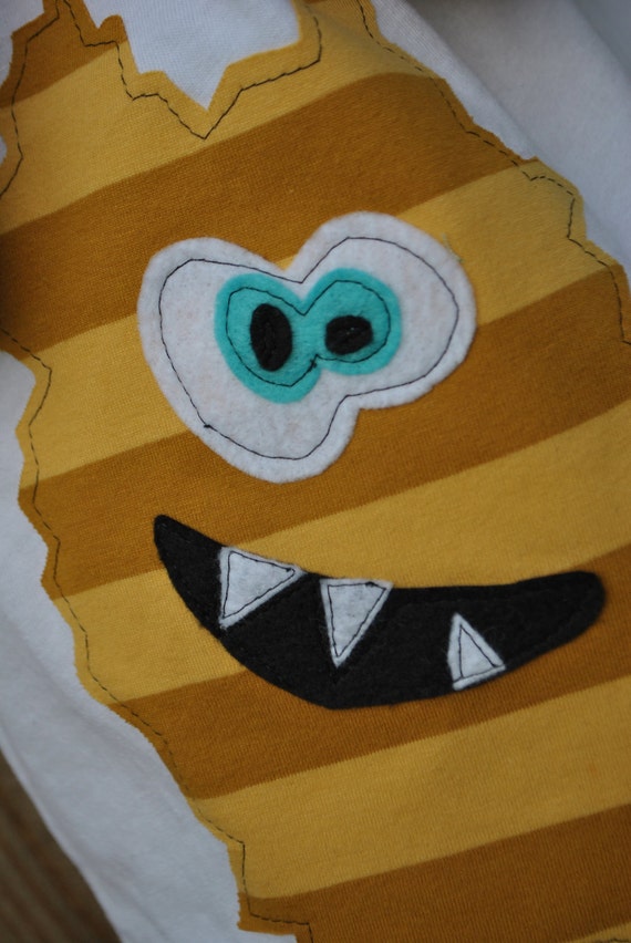 Items similar to Boy's Yellow Striped Monster Shirt on Etsy