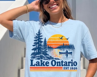 Lake Ontario Shirt, Vintage Lake Tee, Toronto Lake Shirt, Beach Vacation T Shirt, Ontario Gift, Lighthouse Graphic Tee, Summer Shirt