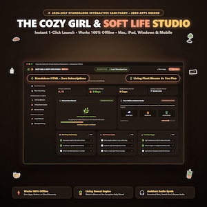 Agenda digitale Cozy Girl 2026 2027 interattiva HTML Soft Life Studio Routine quotidiana Monitoraggio delle abitudini di lettura iPad Mac Funziona offline No Notion