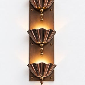 Brass Triple Wall Sconce | 3 Light Wall Lamp | Handmade Brass Lighting | Vintage Shell Sconce | Luxury Home Decor | Wall Light