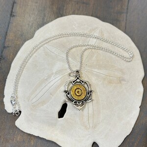 Brass and Silver 45 Caliber Bullet Pendant Statement Beaded Necklace