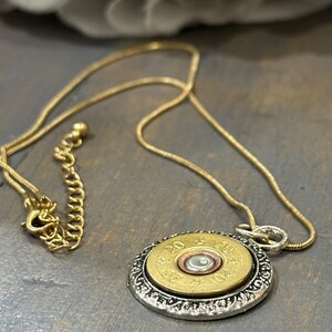 20 Gauge shell/Bullet on Filigree Pendant Necklace Chain Hunting