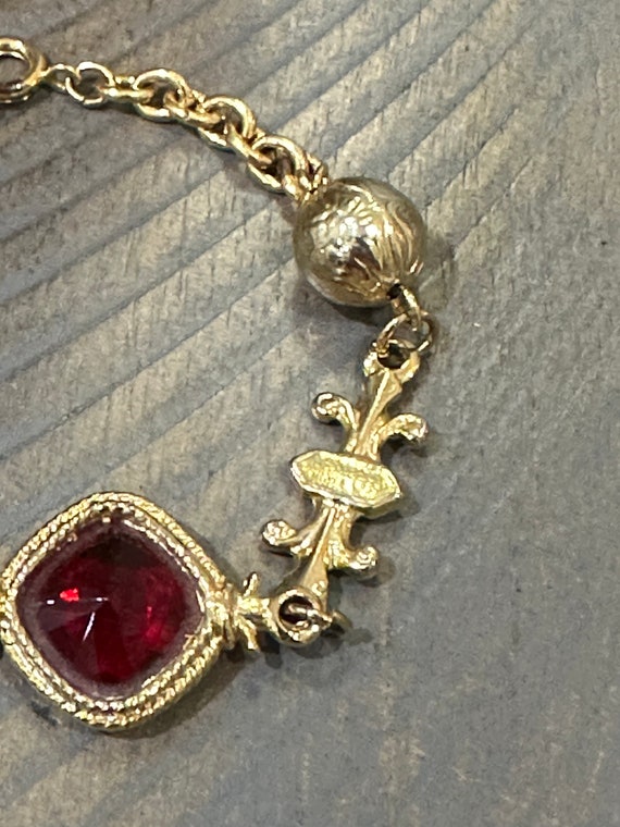 Vintage Gold and Ruby Crystal Bracelet - image 4