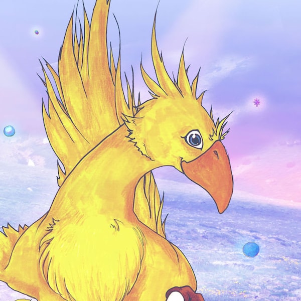 Chocobo Dance - 8x10 or 11x14 Print - Final Fantasy Fan Art