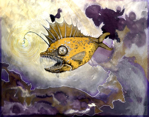 Metallic Angler - 11x14 Print - Deep Sea Horror Wall Art