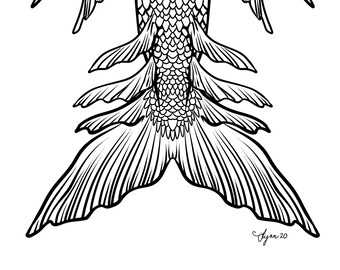 Mermaids2020:  30 different mermaid Printable line art