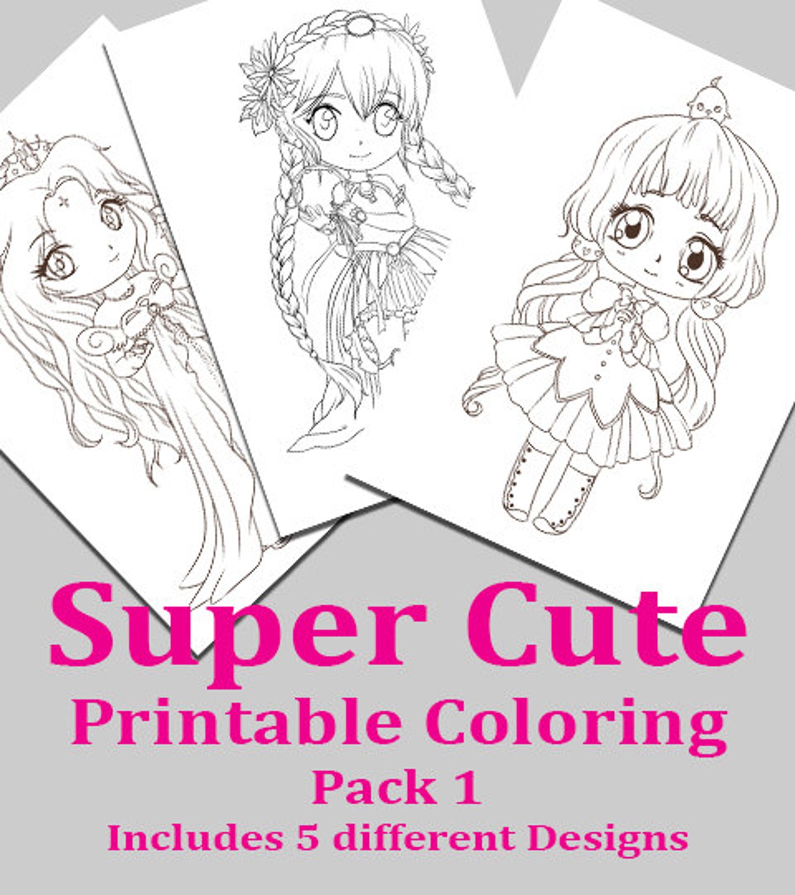 Super Cute Printable Coloring Pack 1 | Etsy