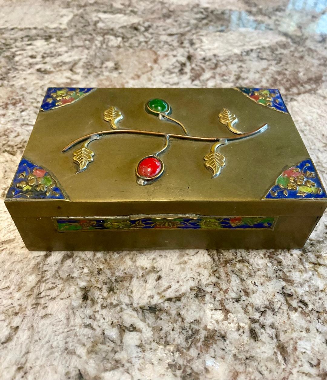 Antique Chinese Brass Enamel Box - Etsy