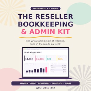 Reseller Bookkeeping Spreadsheet & Guide, Inventory Sales Profit Tracker for Poshmark eBay Mercari Depop Etsy Sellers, Digital Download
