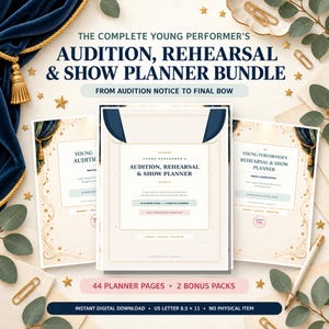 Young Performer Planner Bundle | Musical Theater Audition, Rehearsal & Show Organizer | 44-Page Printable PDF
