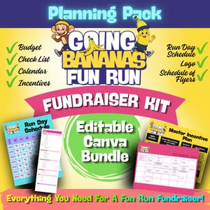 Spendenlauf-Planerpaket, bearbeitbare Canva-Vorlagen, Flyer für Schulspendenaktionen, PTO/PTA-Spendenlauf-Planungsset (Planungspaket)