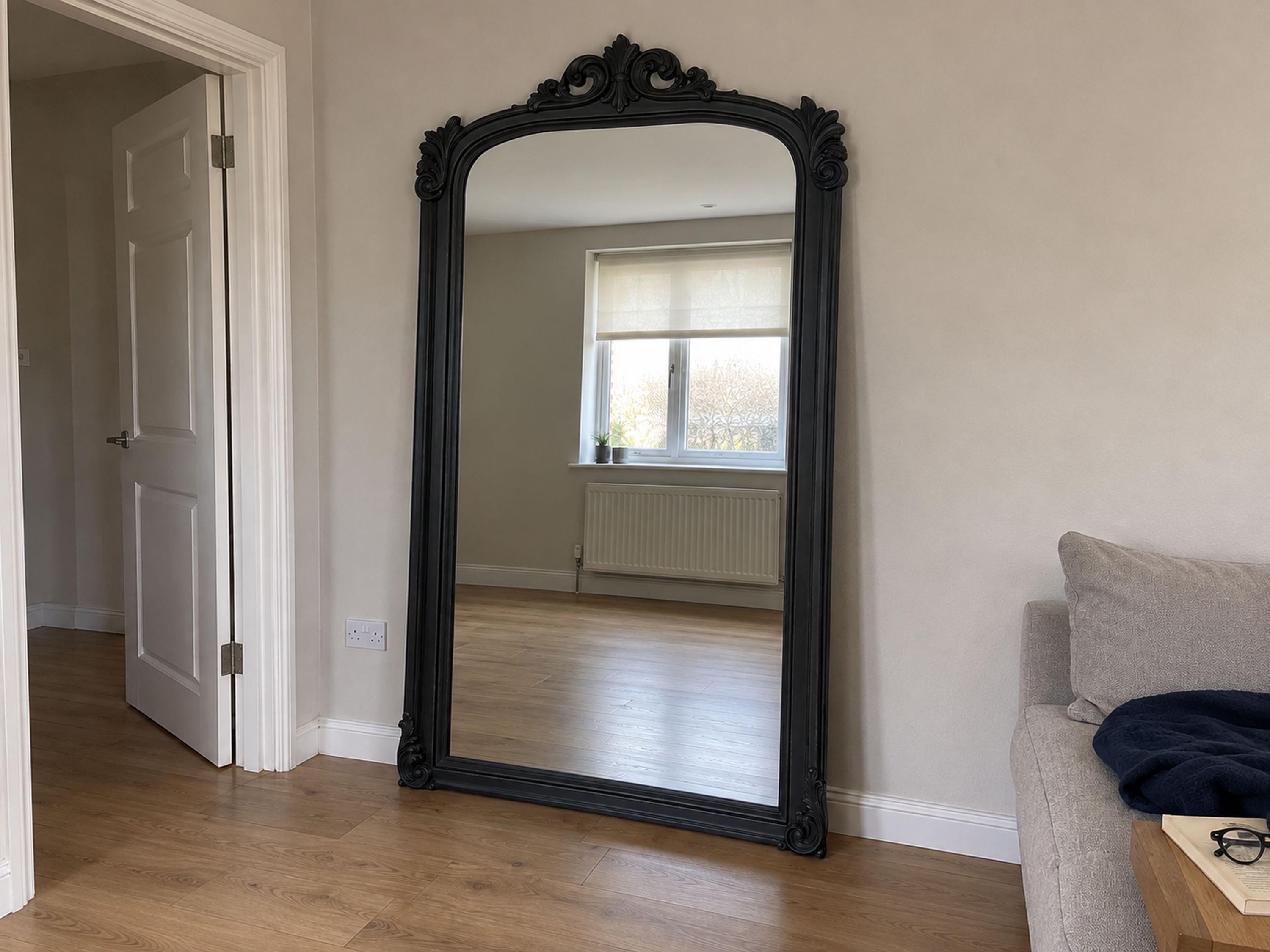 Large Vintage Black Mirror - Etsy