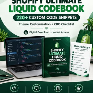 Shopify Liquid Codebook: 220+ Custom Code Snippets & CRO Checklist, Store Customization Digital Download