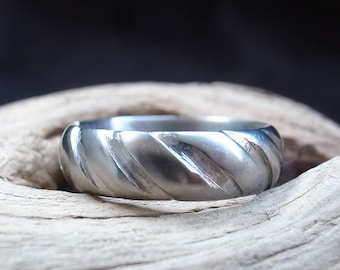 Rustic Titanium Ring,  handmade court fit ring,Forged Hammered, Mens domed Ring,Distressed Titanium band,Women's  Men's Wedding Ring