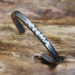 6mm wide, Titanium cuff bracelet, Hammered rustic rough  rock style Square solid bracelet, Grade 2 Titanium jewelry, men&#39;s and women bangle