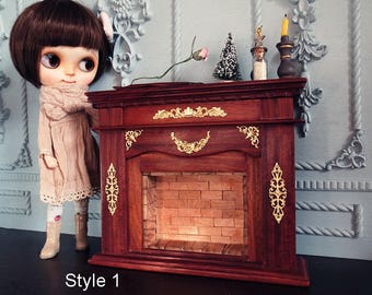 1：6 Scale Doll Furniture Rosewood Fireplace for Blythe or 1：6 scale doll
