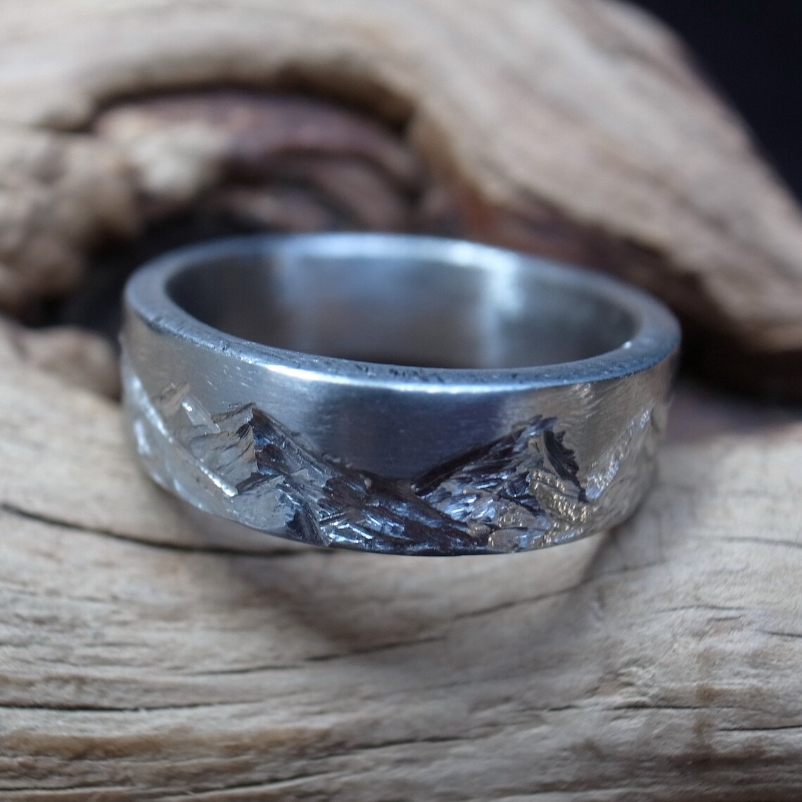 Mountain Range Ring Titanium5mm10mm handmade engraving Etsy