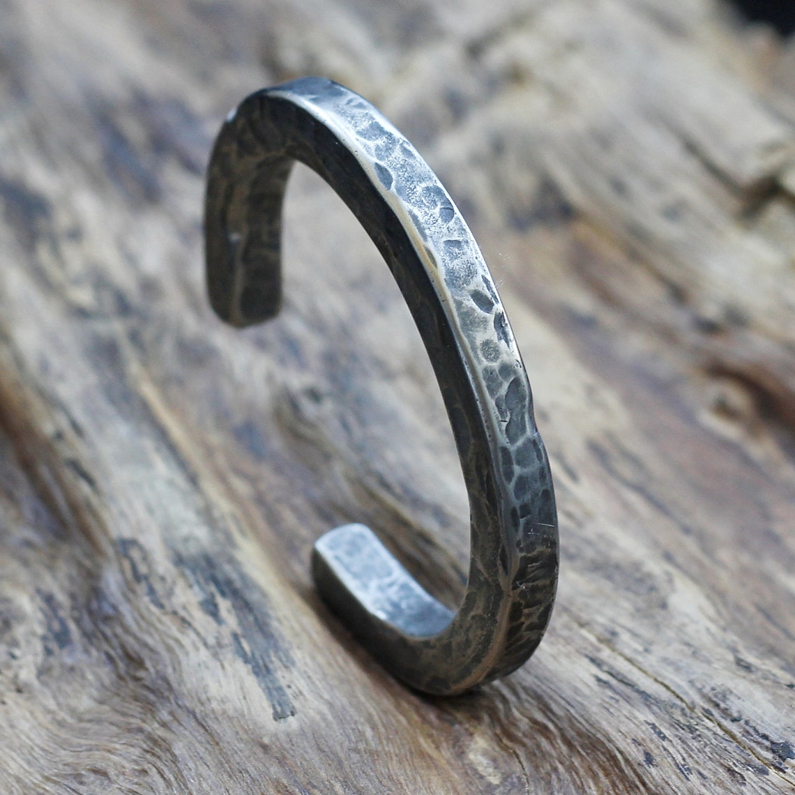 Men's Titanium cuff bracelet handmade 8 x 8mm Hammered Etsy