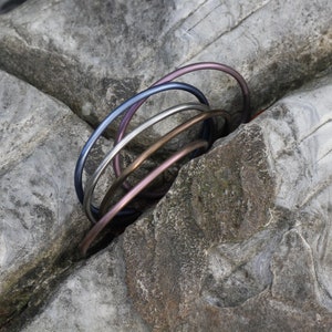 3mm-6mm Titanium cuff bracelet, solid grade 2 titanium bracelet, anodized handmade titanium jewelry, man and women titanium bangle image 2