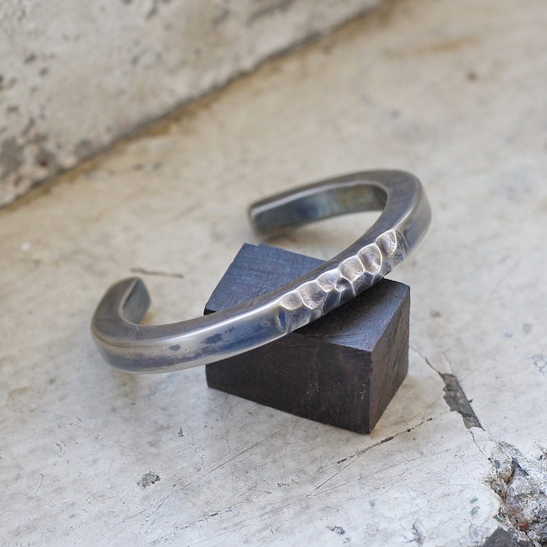6810mm Wide Titanium Cuff Bracelet Hammered Rustic Rough Etsy