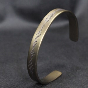Titanium cuff bracelet |anodized handmade engraving wave |Bangle| Grade 2 |men and women unisex allergy free | jewelry