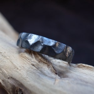 Rustic Titanium Ring, Hand-carved rocky style, Dark Gray Version, rough ring rugged band,Titanium band,Women's Men's Wedding Ring image 7
