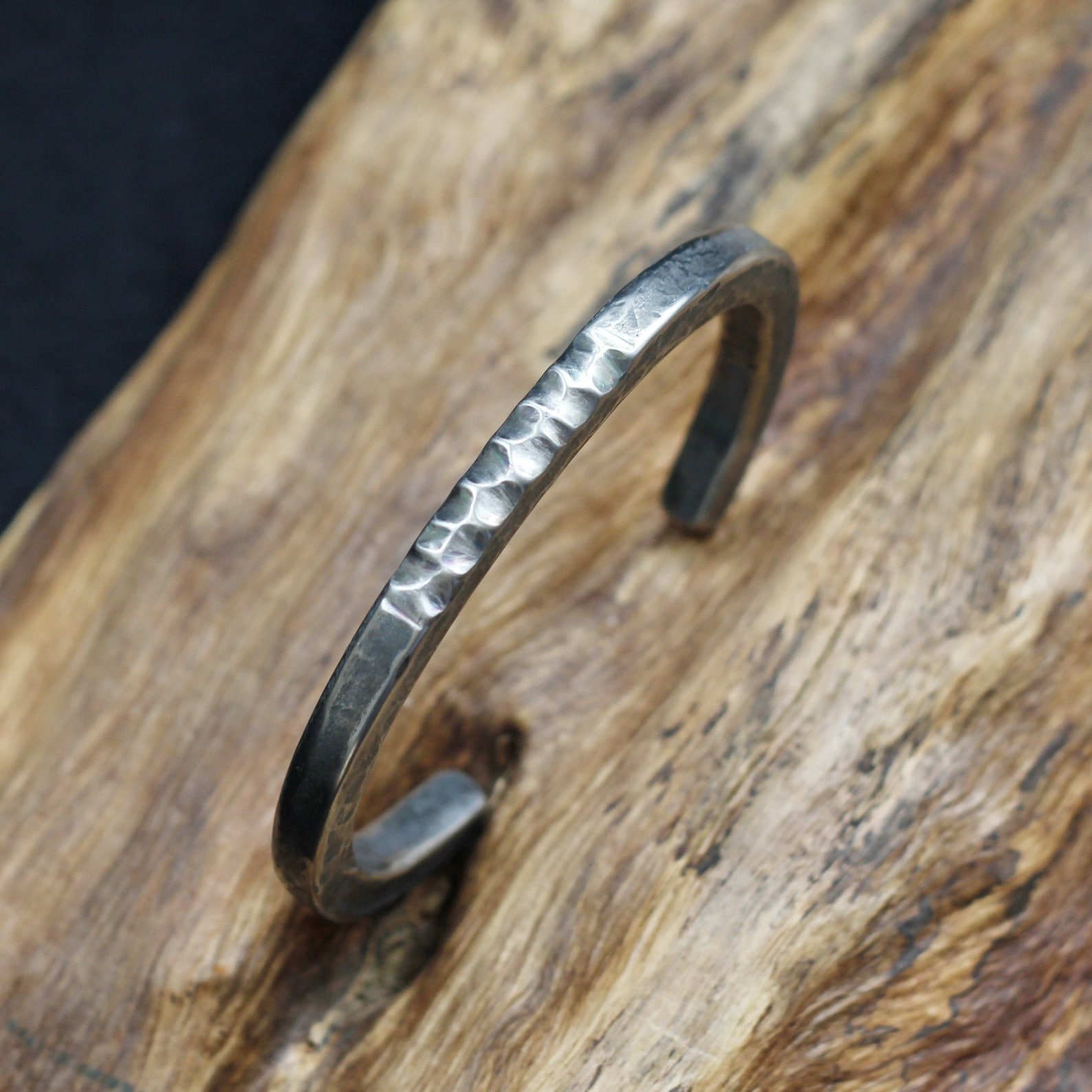 6mm Wide Titanium Cuff Bracelet Hammered Rustic Rough Rock Etsy