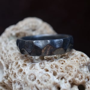Rustic Titanium Ring, Hand-carved rocky style, Dark Gray Version, rough ring rugged band,Titanium band,Women's Men's Wedding Ring image 3