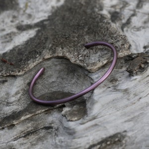 3mm-6mm Titanium cuff bracelet, solid grade 2 titanium bracelet, anodized handmade titanium jewelry, man and women titanium bangle Pink purple