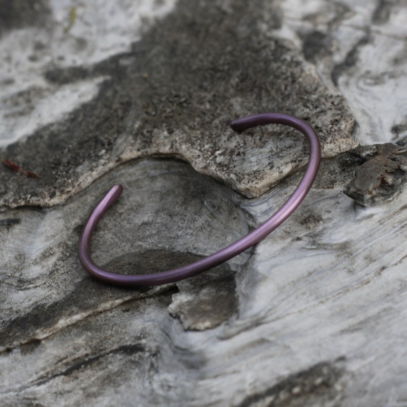 3mm-6mm Titanium cuff bracelet, solid grade 2 titanium bracelet, anodized handmade titanium jewelry, man and women titanium bangle Pink purple
