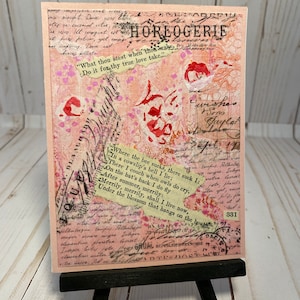 One-of-a-kind notecard. Original art, Hand painted papers, mixed media collage