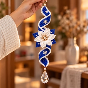 Crochet  spiral Ornament Pattern PDF, Christmas wind spinner Tree Ornament, Flower Hanging Decor
