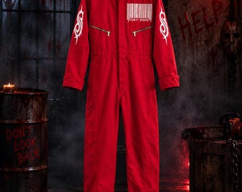 Handmade Slipknot Inspired Red Jumpsuit, Halloween Costume, Metal Concert Outfit