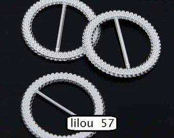 Earrings round past Ribbon has small rhinestone silver 53 mm customse