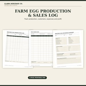 Printable Egg Production and Sales Log: Backyard Chicken Farm Records