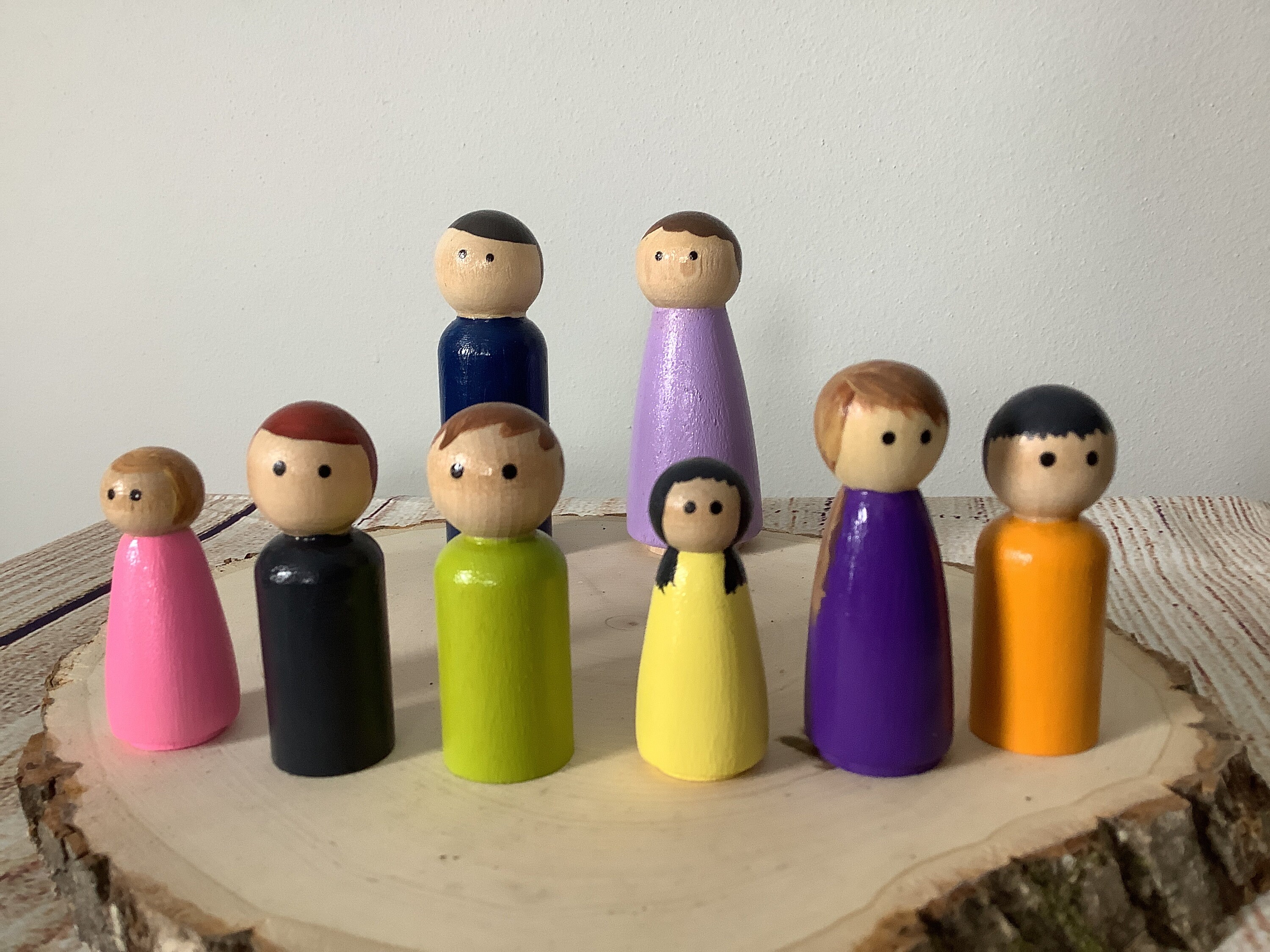 Wooden Dolls Set of 8 Family Dolls Therapy/Counseling Dolls Etsy