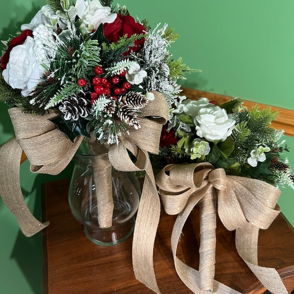 Christmas Berry Bridal Bouquets (4 Total) Each sold separately - Christmas Wedding/Winter Wedding - Wedding Bouquets