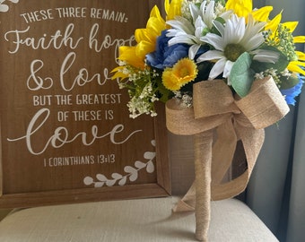 Wedding Bouquet - Sunflowers and Daisy Artificial Silk Flowers - Summer Wedding - MADE to ORDER