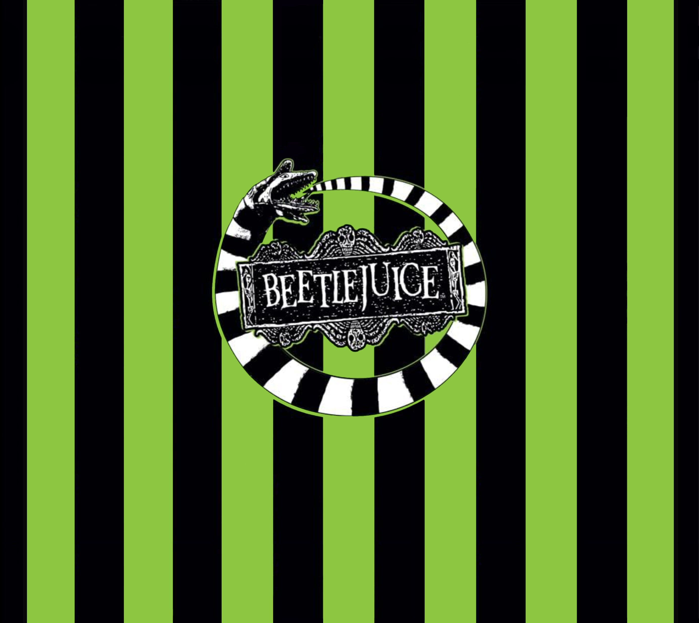 Beetlejuice Black/Green 20oz Skinny Tumbler Wrap