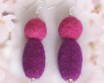 Filz Ohrringe/Ohrringe/Ohrringe aus Filz Nadel gefilzter Boho Statement Schmuck