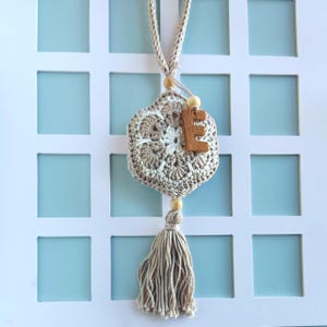 Personalised Crochet Lavender Sachet: Cotton Closet Freshener with Wooden Beads