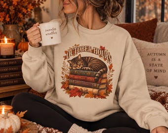 Gemütliches Herbst-Sweatshirt, Rundhalsausschnitt mit Herbstgrafik von October Hours