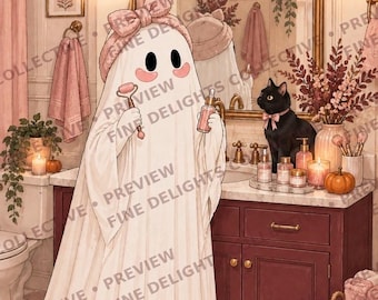 Spooky Skincare Ghost Print, Pink Fall Decor (Digital Download)